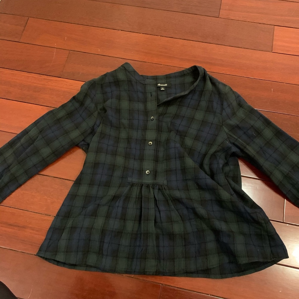 Madewell Plaid Flared Top